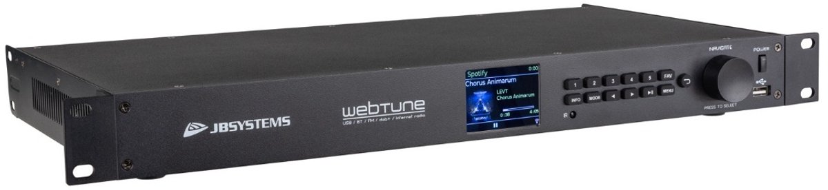 JB Systems WEBTUNE 1U audiospeler met INTERNETRADIO + DAB/FM-radio + SPOTIFY connect + USB-speler + BLUETOOTH