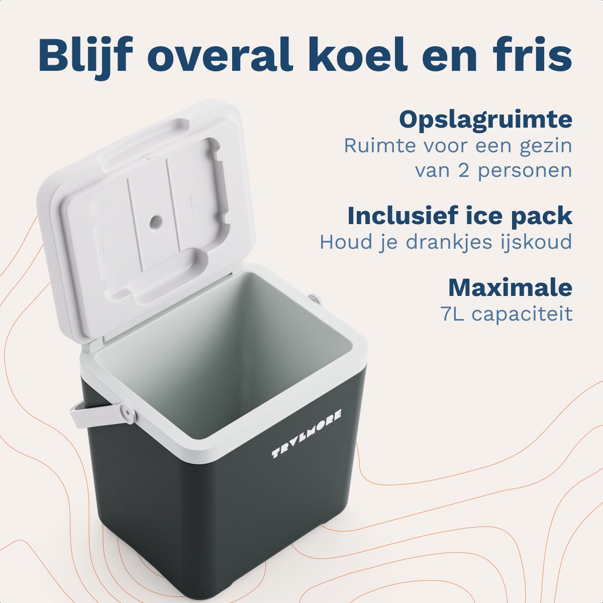 TRVLMORE Koelbox 7L - Frigobox - Inclusief Koelelement - Koelbox Klein - Antraciet – foto 3