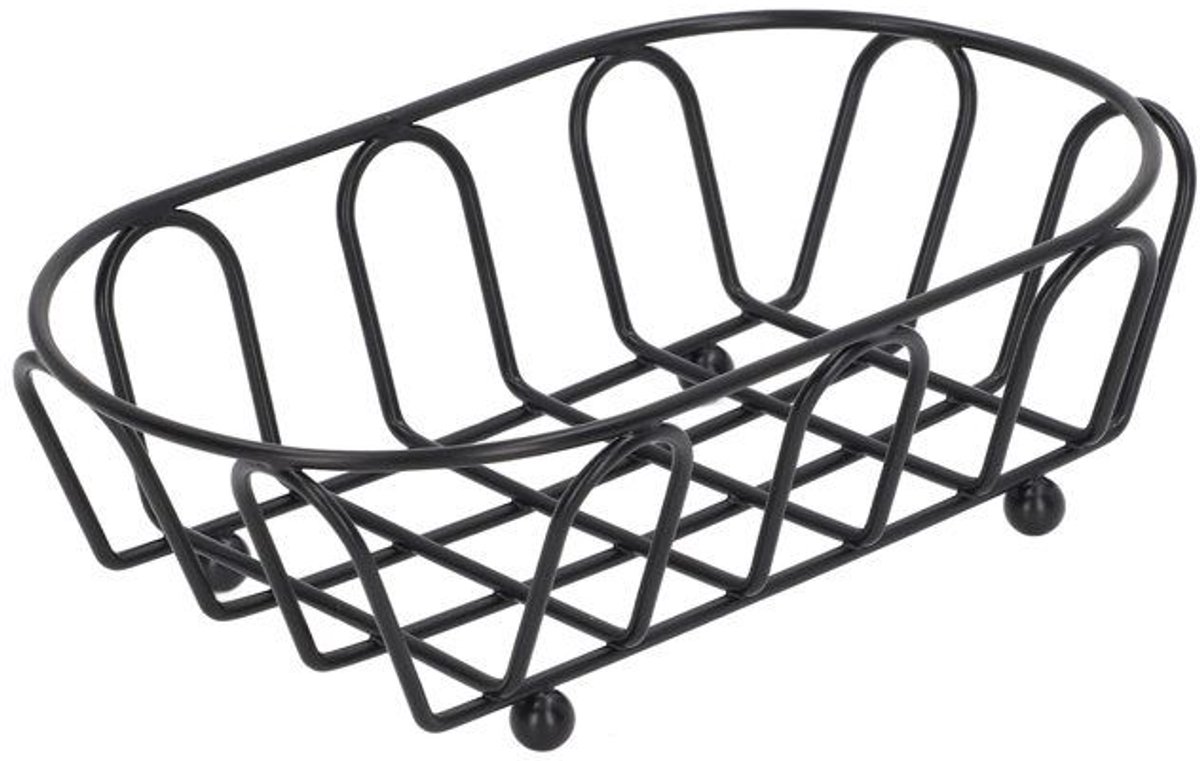 Chipsmandje van roestvrij staal, perfect voor snacks en gebak, zwart.