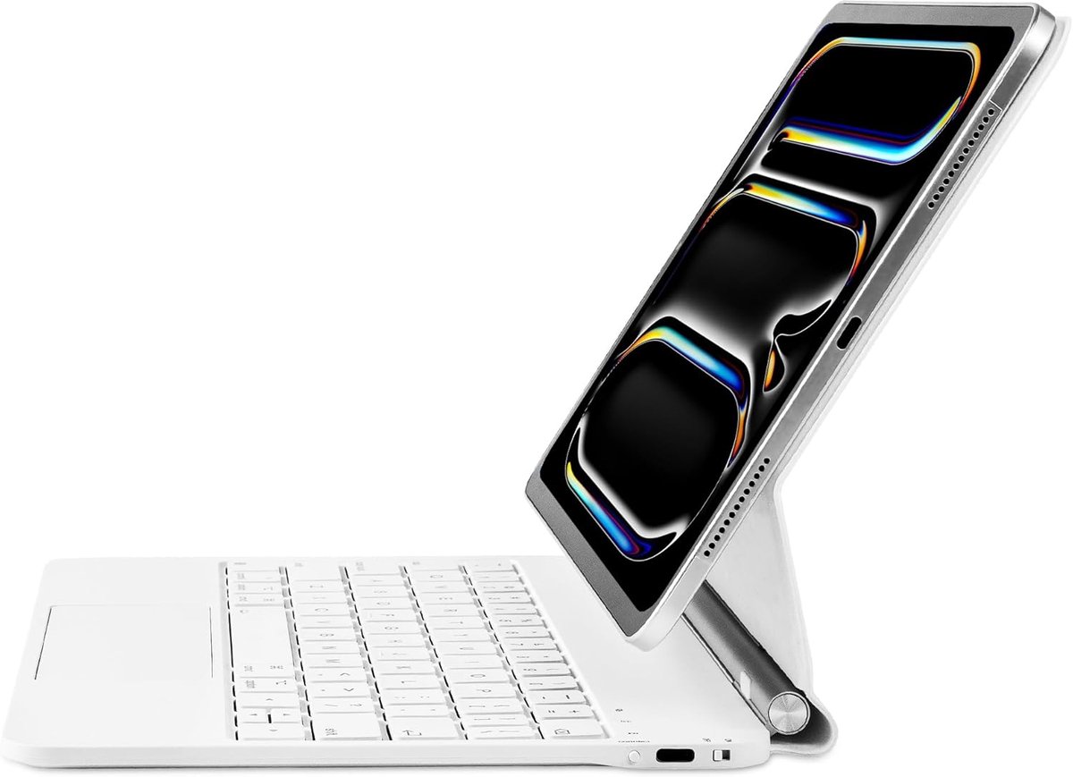 Zandarix Geschikt voor Apple iPad Pro 13 inch M5/M4 2025/2024 - Magic Keyboard - Magnetische Standaard - QWERTY - Toetsenbord - Functietoetsen - Tablethoes - Wit