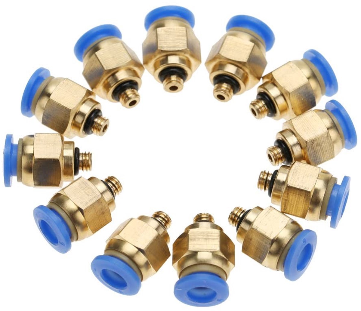MTTproducts- Snelkoppelingen 20 stuks - 6 mm - Pneumatische Connectoren - Luchtconnector met Buitendraad - Robuust en Duurzaam - Eenvoudige Montage