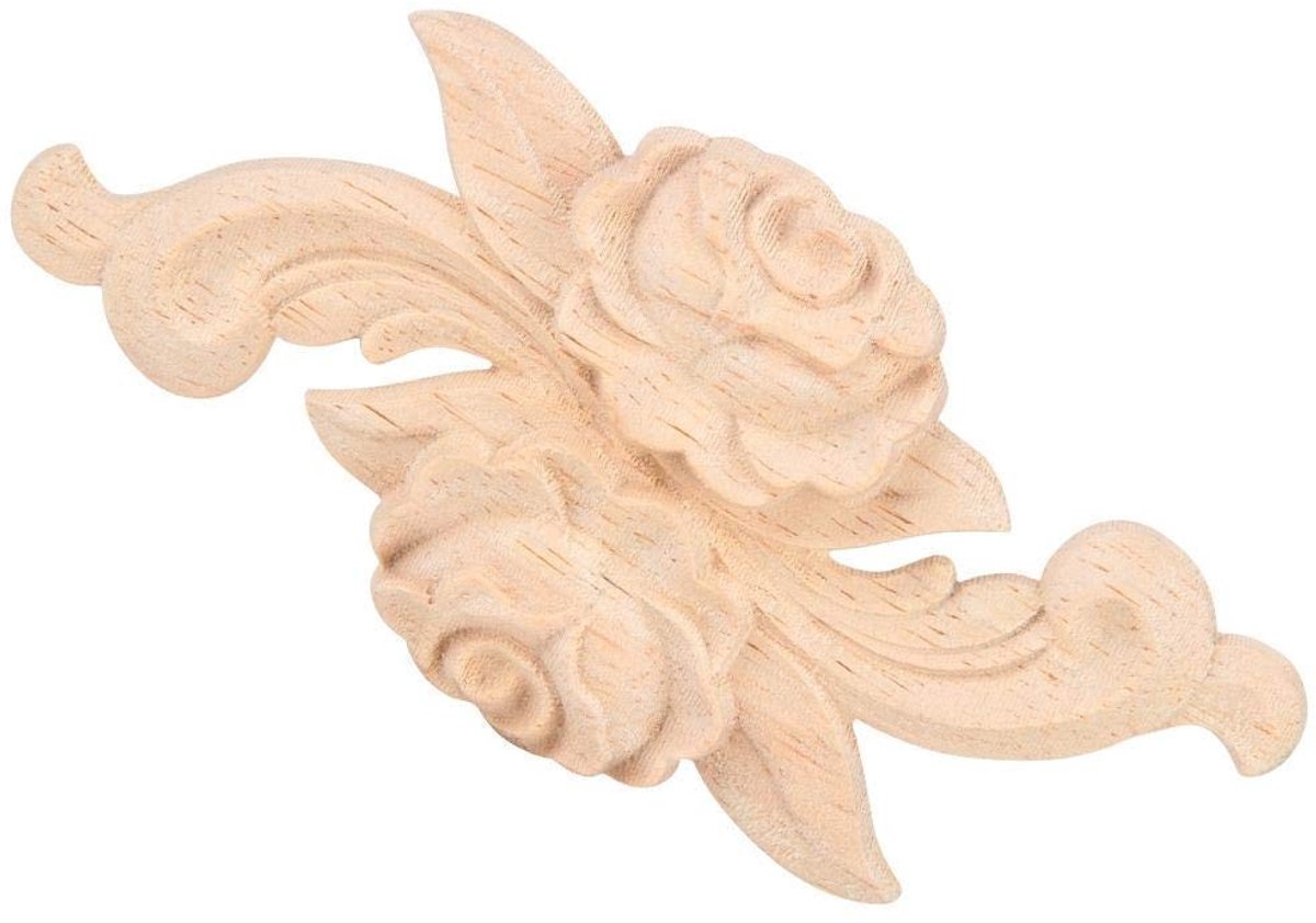 MTTproducts- Deurapplicaties 4 Stuks - Houten Bloemenpatroon - Vintage Stijl - Meubelapplicatie - Decoratie Muren/Kasten - Hoogwaardig Hout