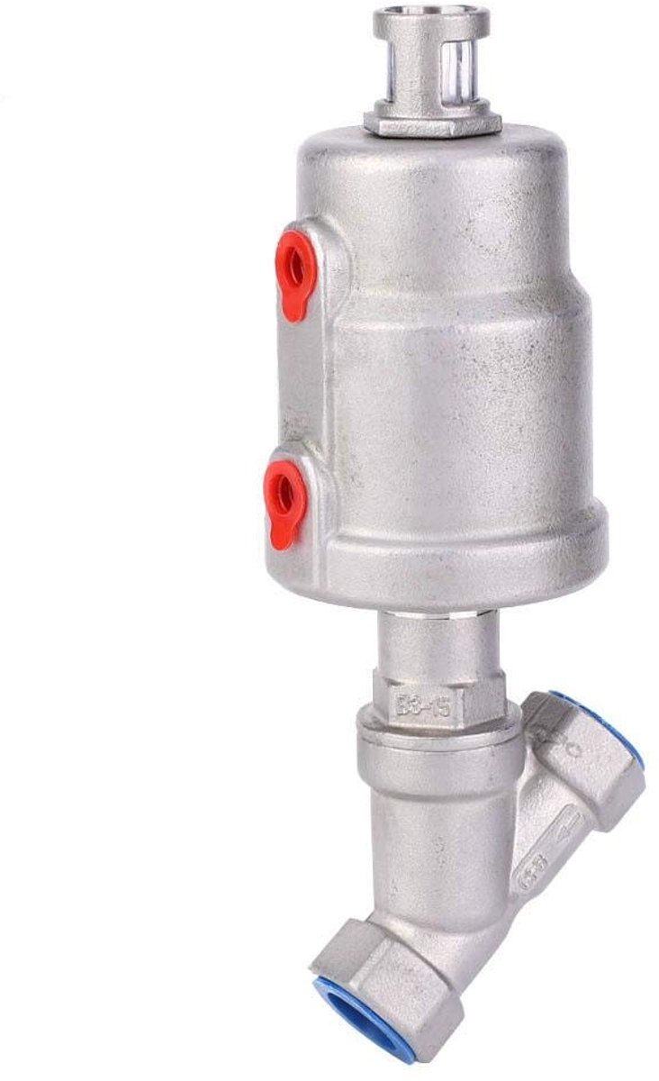 MTTproducts- Hoekzitklep 1/2" DN15 - Pneumatische Stoomklep - RVS - Interne Draad - Hoekmodel - Hoogwaardige Kwaliteit - Pneumatische Klep