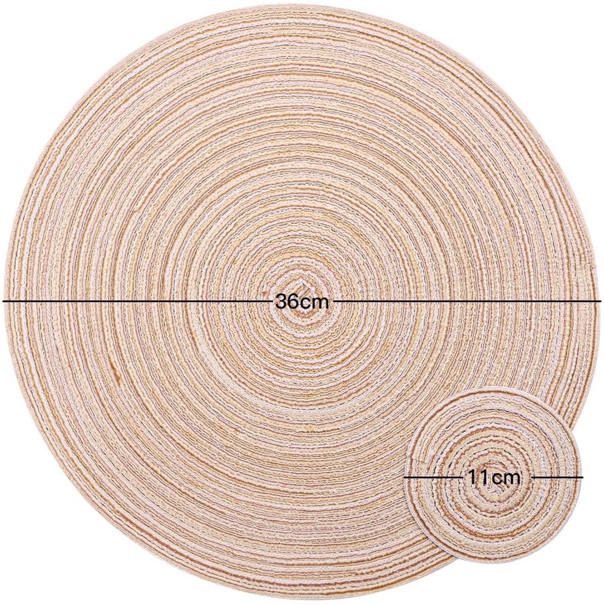 MTTproducts- Placemats set van 8 - Ronde placemats - Hittebestendig - Wasbare tafelmatten - Katoenen onderzetters - 38 cm diameter - Tafelmat