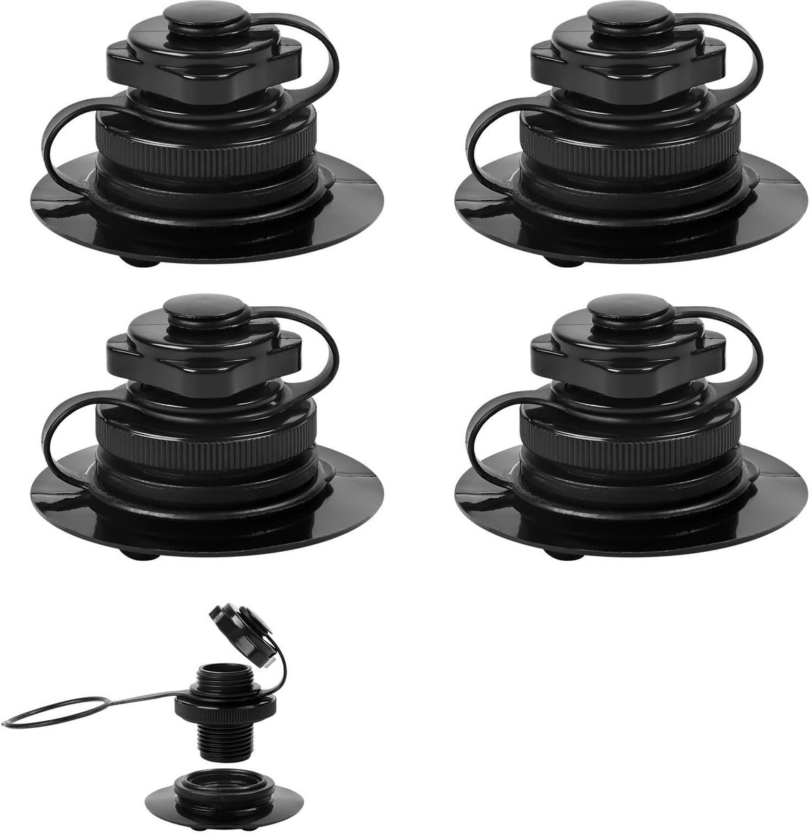 MTTproducts- Opblaasbootventiel 22mm - Universele Ventielset - 4 Stuks - Geschikt voor Kayaks - Robuuste Ventieldoppen - Eenvoudige Installatie - Opblaasventiel