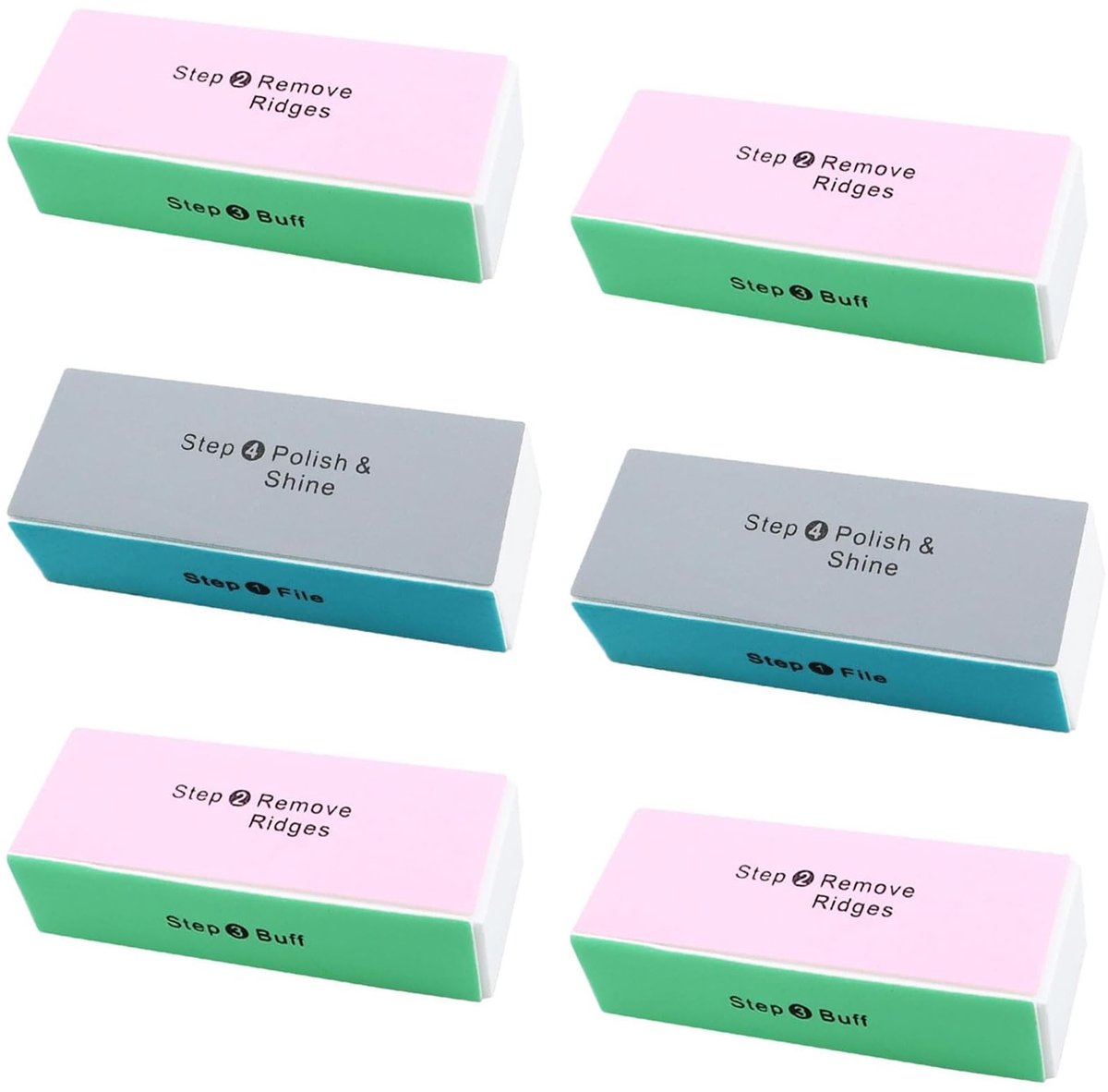MTTproducts- Nagelbuffer 4-zijdig - 6 Stuks - Professionele Nagelvijlen - Lichtgewicht - Duurzaam Schuurpapier - Natuurlijke Glans - Nagelvijl
