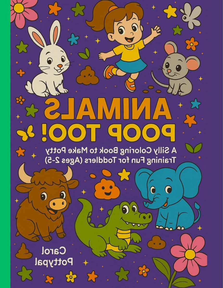 Potty Training Kleurboek - Poepen Leren Boek - Zindelijkheidstraining Ondersteunen - Grappige Dierenillustraties - 28 cm breed - Meerdere Kleuren