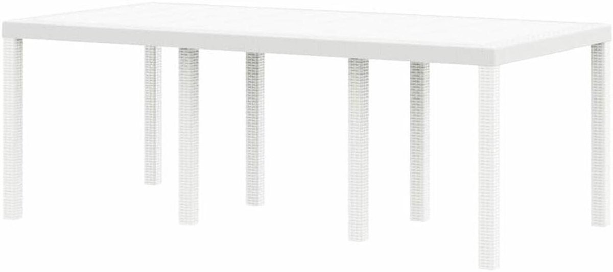 Moderne tuintafel - Buiten eettafel - Buiten dineren - Weerbestendig polyrotan - 200 x 100 x 73 cm - Wit