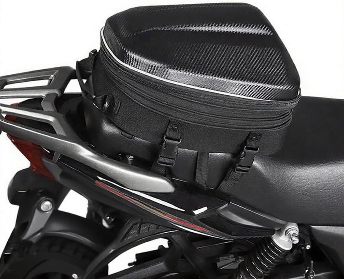 Motorfiets Zadeltas - Motor Bagage - Motor Reizen - Harde Koolstofvezel Schaal - Uitbreidbaar 11-24cm - Zwart