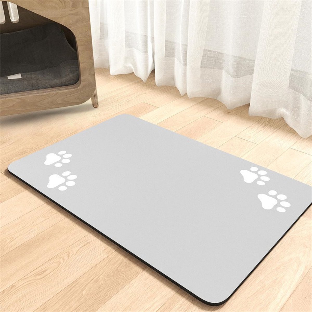 Voermat voor huisdieren - Waterdichte voermat voor honden - Antislip voermat voor katten - Materiaal van diatomeeënaarde - Geschikt voor voerplekken voerbakken voor hond en kat - 40x60 cm - Grijs