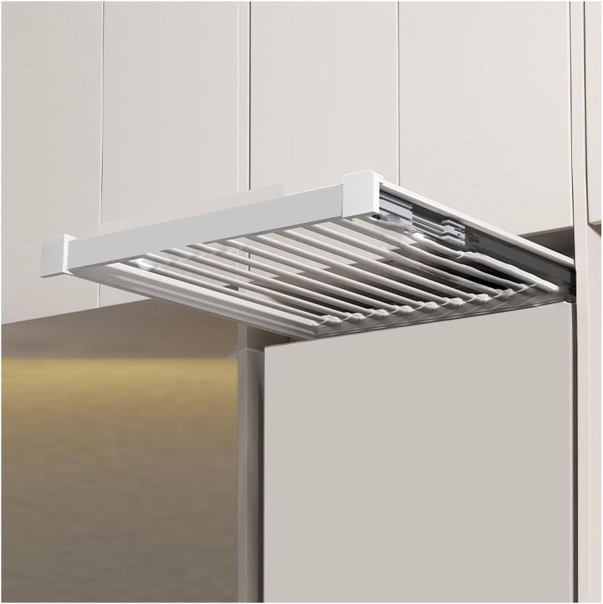 Uitschuifbaar Kledingrek - Wanddroogrek - Ruimte Besparen - Verstelbare Breedte - 85-120cm - Zwart