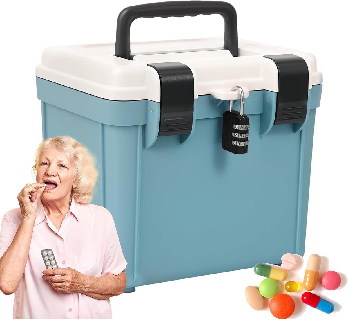Veiligheidskast met slot - Combinatiekluis Organizer - Waardevolle spullen opbergen - Cijferslot beveiliging - 4 Liter inhoud - Blauw
