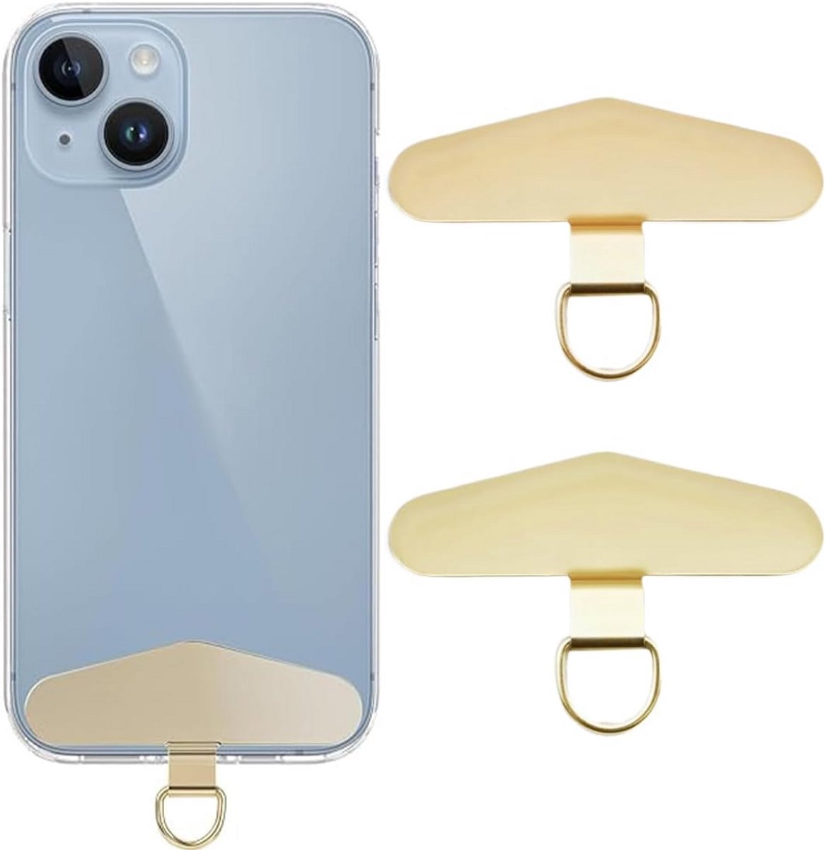 2x Universele Telefoonketting Bevestigingsset Roestvrij Staal - Gouden Lanyard Pad voor Alle Smartphones