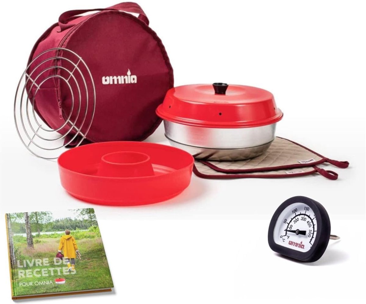 Oven Pakket - Compacte Oven - Koken op Gas - Inclusief Thermometer - 25 cm Diameter - Rood
