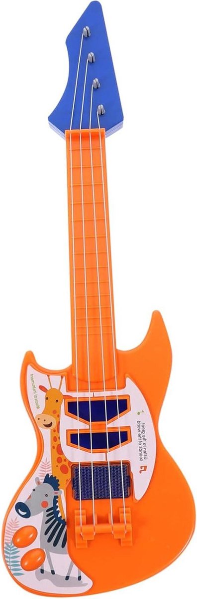 Kinder Gitaar Speelgoed - Speelgoed Gitaar Ukelele - Muziek Ontwikkeling Stimuleren - Felle Kleuren Bevorderen Hersenen - 41X12.5X3.5CM - Oranje