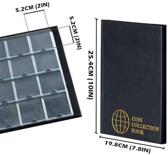 Kartonnen Houder Albums - Munt Opslag Boeken - Collectie Beschermen - 120 Zakken - 19.8 x 25.4 cm - Zwart — afbeelding 2