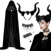 Compleet Halloween Kostuum Dames Zwarte Cape Gothic Kant Accessoires