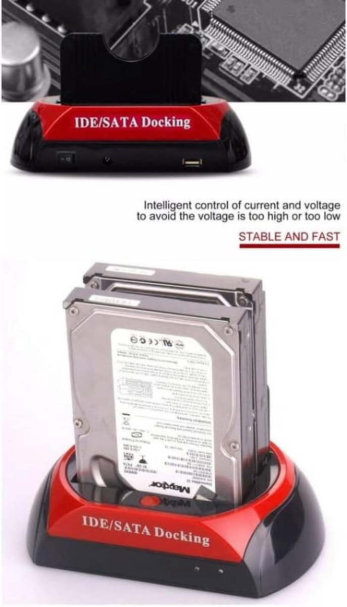 Harde Schijf Docking Station - Externe Lezer - Data Overzetten - Dubbele Interface - 2.5/3.5 Inch - Zwart — afbeelding 4