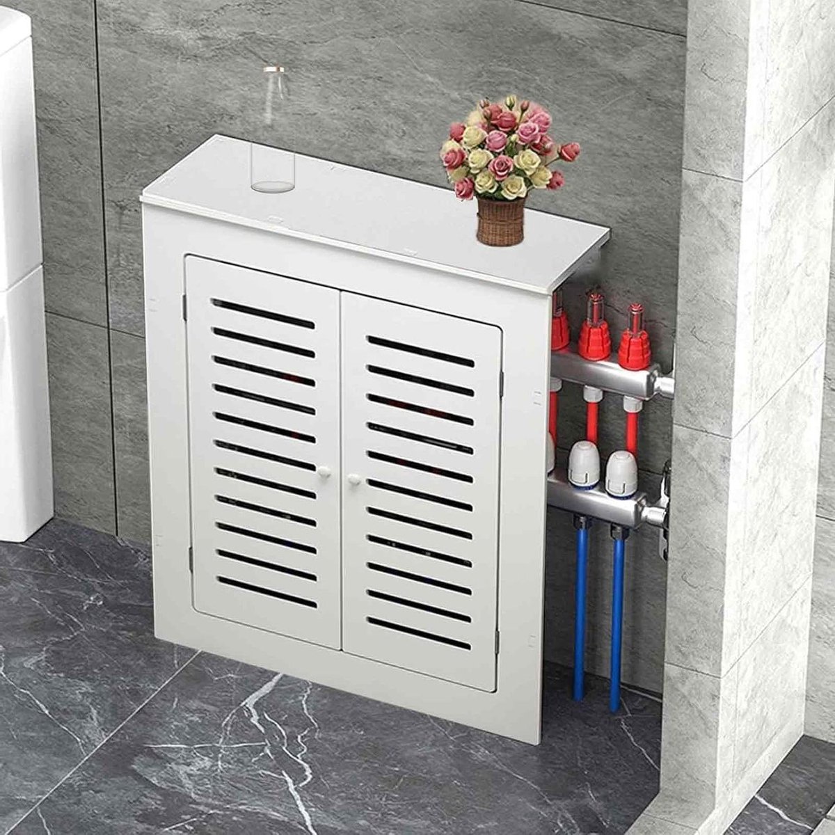 Radiatorhoes Drie Panelen - Warmteafdekking Verwarming - Ruimte Verfraaien - Eenvoudige Klikverbinding - 40x60x20cm - Wit