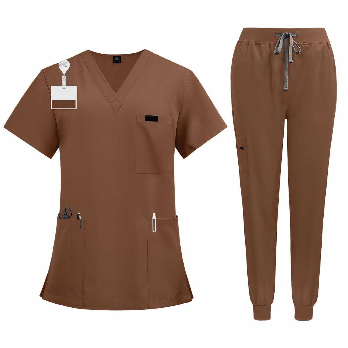 Dailygoods- Scrub Set V-hals - Korte Mouw Top - Elastische Manchet Broek - Vochtafvoerende Stof - Unisex - Gezondheidszorg Uniform - Medische Uniform