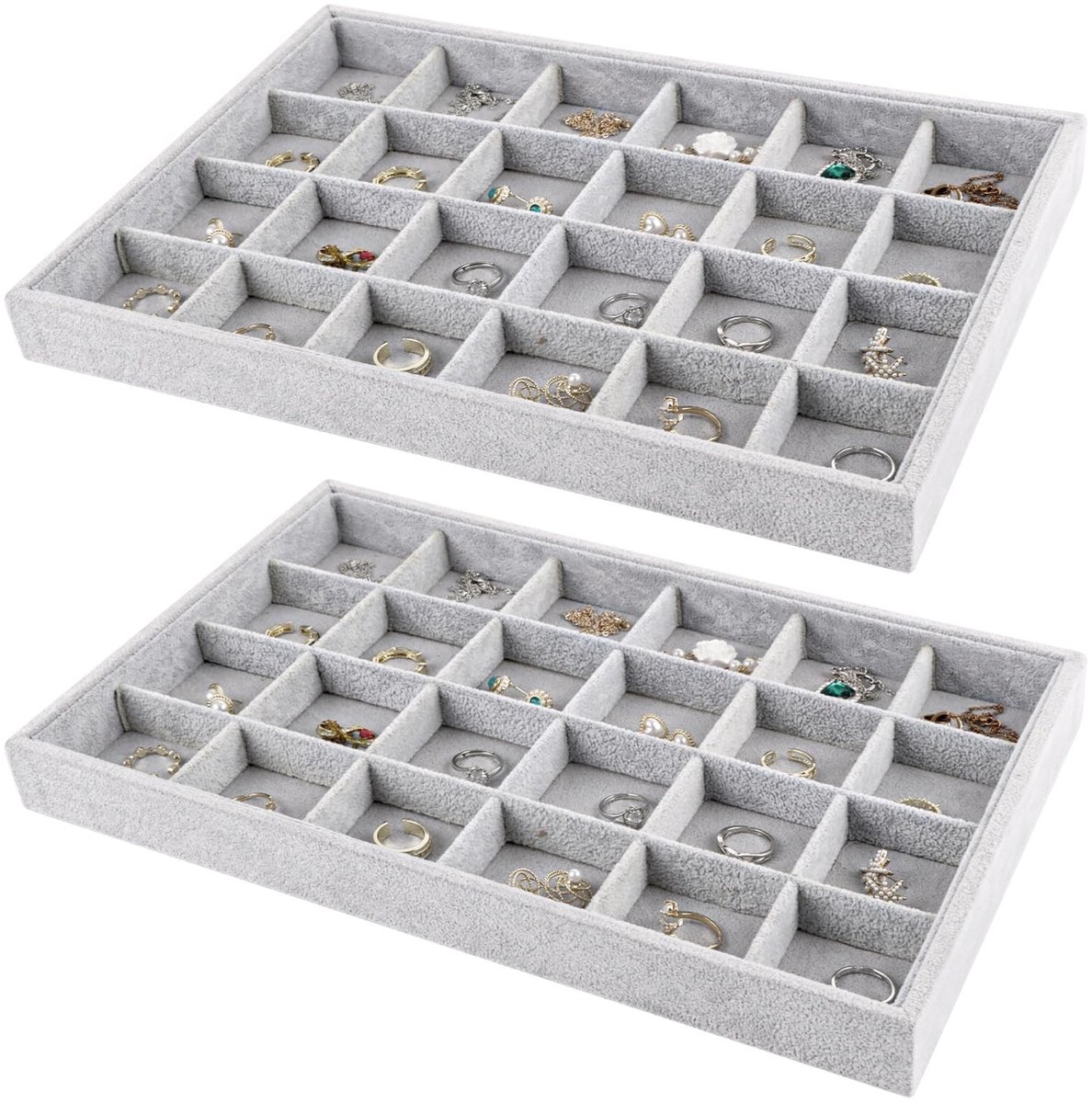 Cosensi- Sieradenbox - 24 Vakken - Stapelbaar - Juwelen Organiser - Compact - Hoogwaardige Materialen - Zachte Velours Oppervlak - Juwelendoos