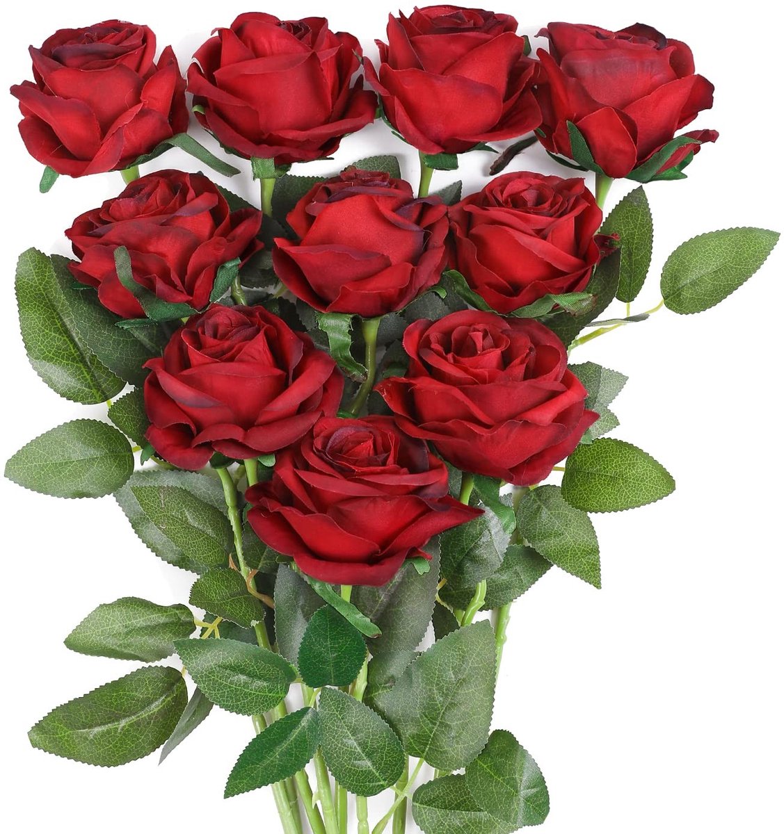 Cosensi- Rozenboeket 10 Stuks - Kunstbloemen - Bruiloft Decoratie - Thuis Decoratie - Kantoor Decoratie - Verstelbare Stelen - Nep Bloemen