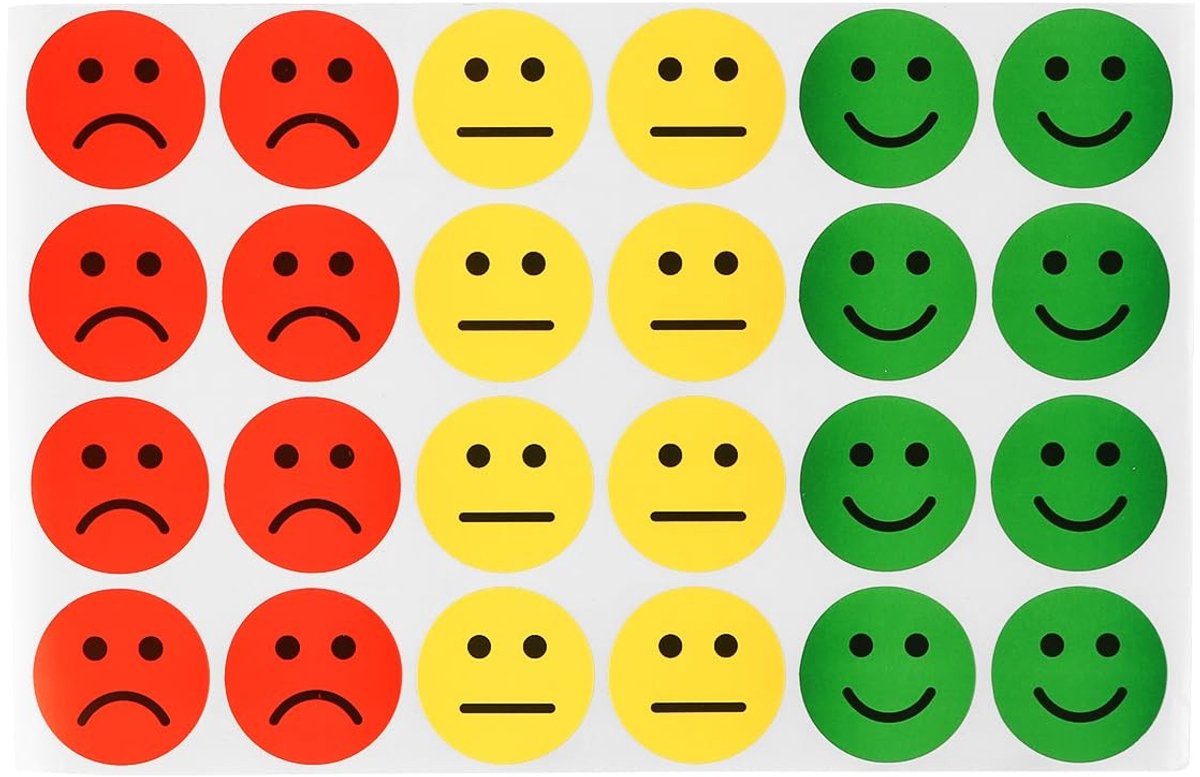Cosensi- Beloningsstickers 1200 Stuks - Emotiestickers Rood/Geel/Groen - Zelfklevend - Papier - 25mm Diameter