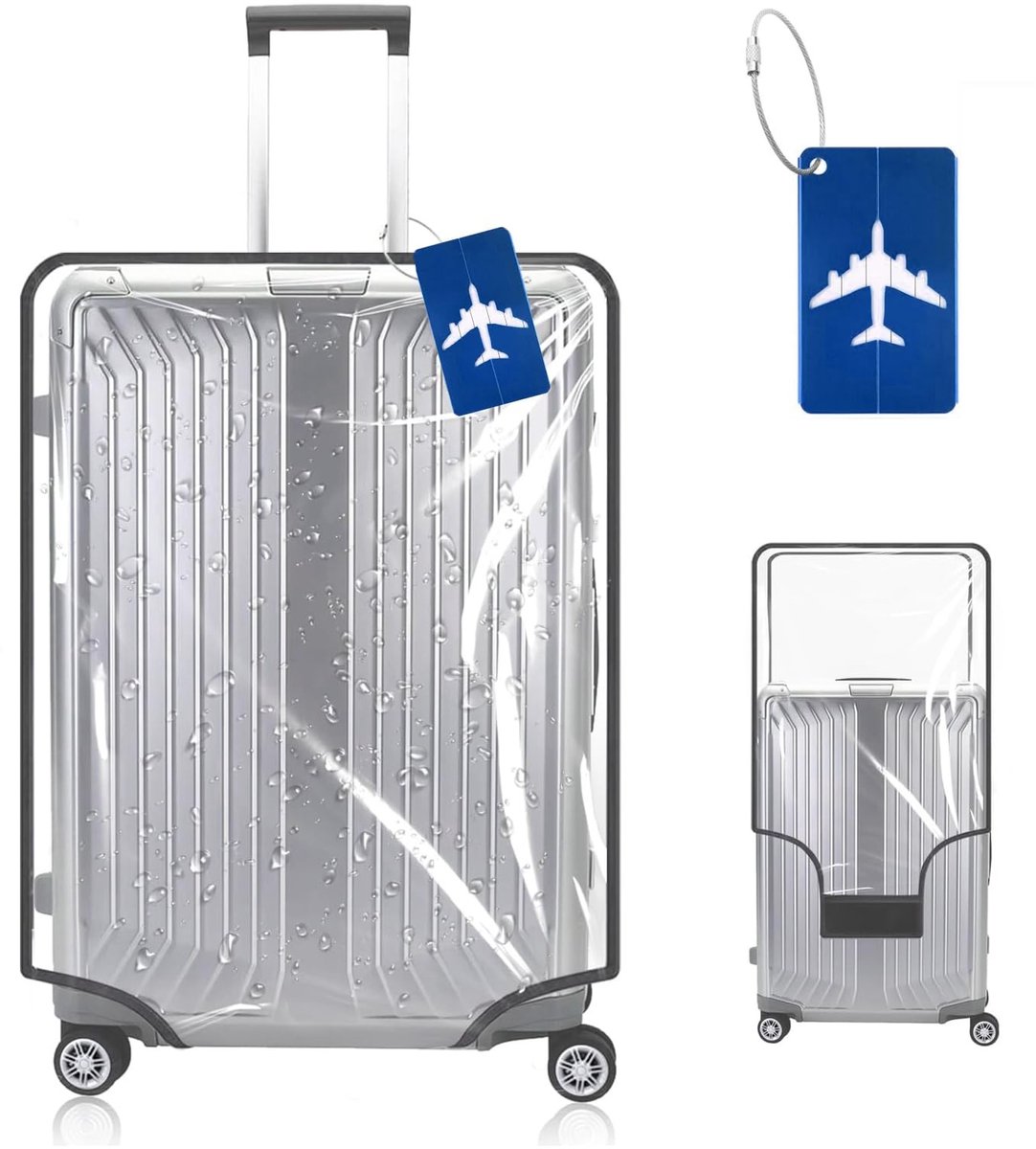 Cosensi- Kofferhoes Transparant - PVC Beschermhoes - Stofdicht - Antikras - Lichtgewicht - Extra Brede Klittenbandsluiting - Bagagehoes