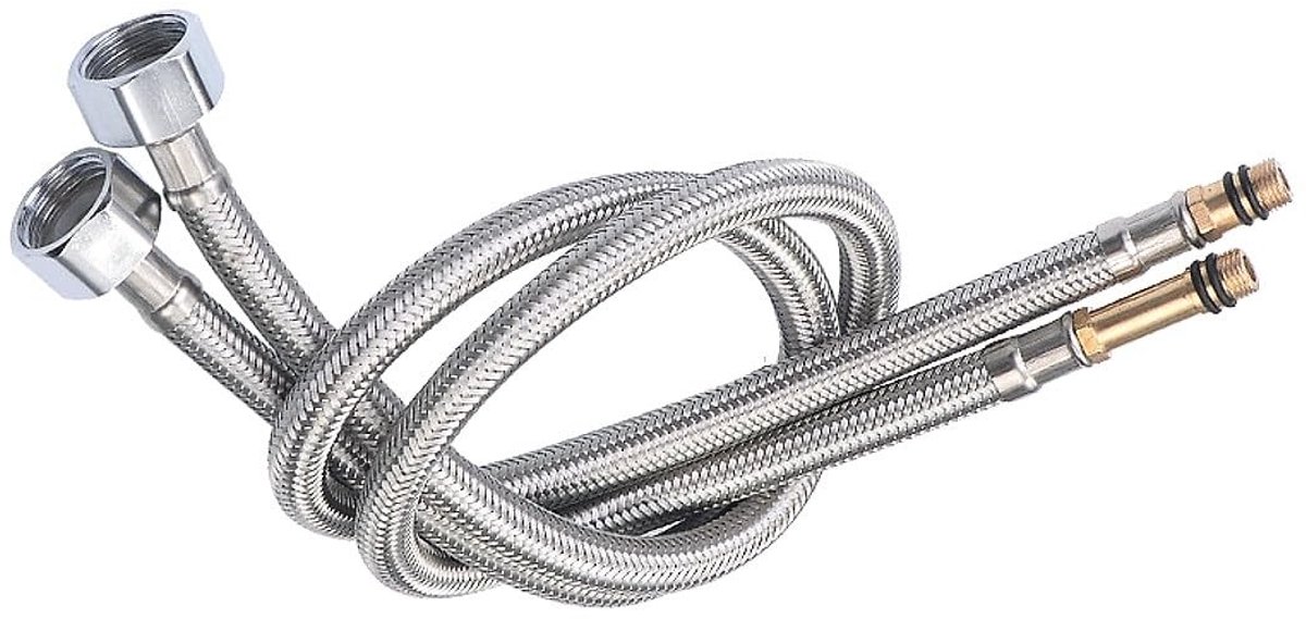 Cosensi- Slangpijp Roestvrij Staal - Flexibele Slang - Warm/Koud Water - 60cm - M10 x 1/2 - Vervanging voor Beschadigde Slang - Flexibele Waterleiding