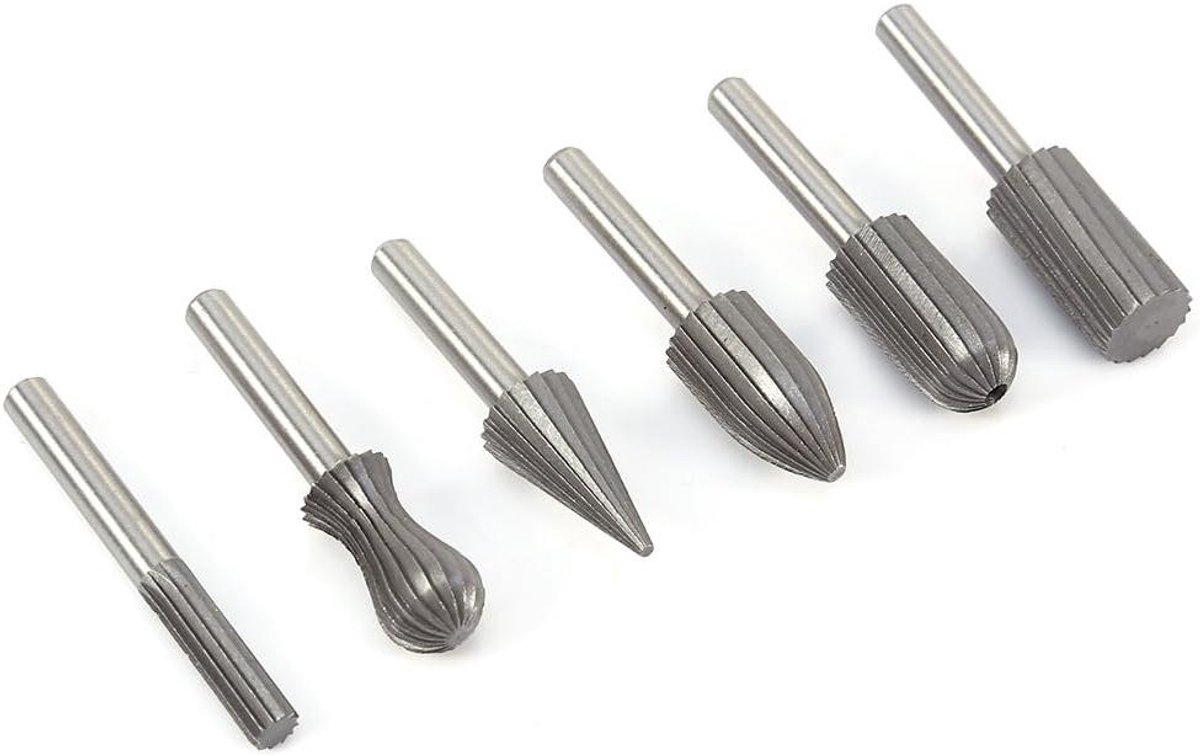 Roterende Rasp Set - Metaalvijlen - Materiaal Bewerken - Snelstaal Kwaliteit - 6 Stuks - Zilver