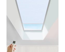 TIPIACE Hardwired Motorized Cellular Shades Honeycomb Blinds Fully Blackout Waterproof Fabric Attic Roof Shades For Roof Disaster, Contact Us Customize Size (White FA001 W100 X L 150CM)