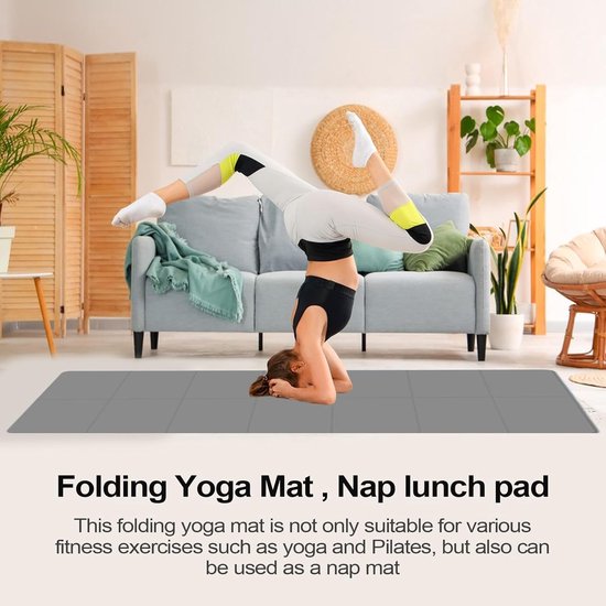 Opvouwbare Trainingsmat - Yoga Mat - Thuis Sporten - Dubbelzijdig Antislip - 183 x 61 cm - Grijs — afbeelding 2