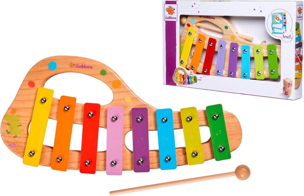 Houten Xylofoon met 8 Kleuren Tonen en Liedjesboek - Muziek Speelgoed voor Peuters vanaf 2 Jaar