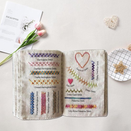 Borduurboeken Handleiding - Linnen Proeflapjes - Creatief Handwerk - Herbruikbare Materiaal - 21 x 11 cm - A — afbeelding 4