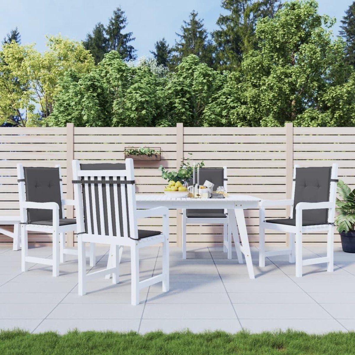 Tuinstoelkussens Lage Rugleuning - Zitkussens Buiten - Comfortabel Zitten - Waterafstotend Oxford Stof - 4 stuks - Antraciet