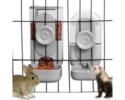 Automatisch Hangend Voer- en Waterdispenser voor Kleine Dieren - Kooi Voerbak Set