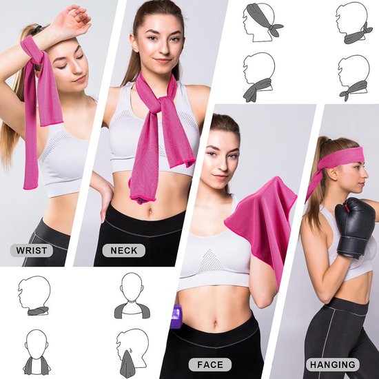 4 Pack Verkoelende Microfiber Doek 40x12 inch, zacht, ademend, voor sport, hardlopen, fitness, yoga, kamperen, tuinieren, zomeractiviteiten - Multicolor — afbeelding 3