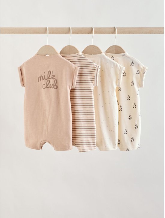 Next - Pasgeboren unisex - Set van 4 jersey rompers - Naturel