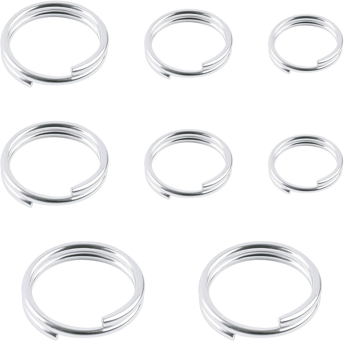8 Stuks Mini Jump Rings van 4mm tot 8mm in 925 Sterling Zilver voor Sieraden Maken en DIY Creaties