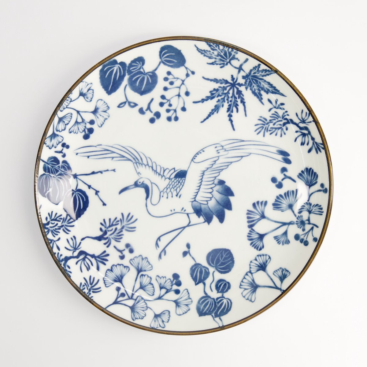 Tokyo Design Studio – Flora Japonica Dinerbord – Kraanvogel – Ø25.7 cm – Blauw/Wit