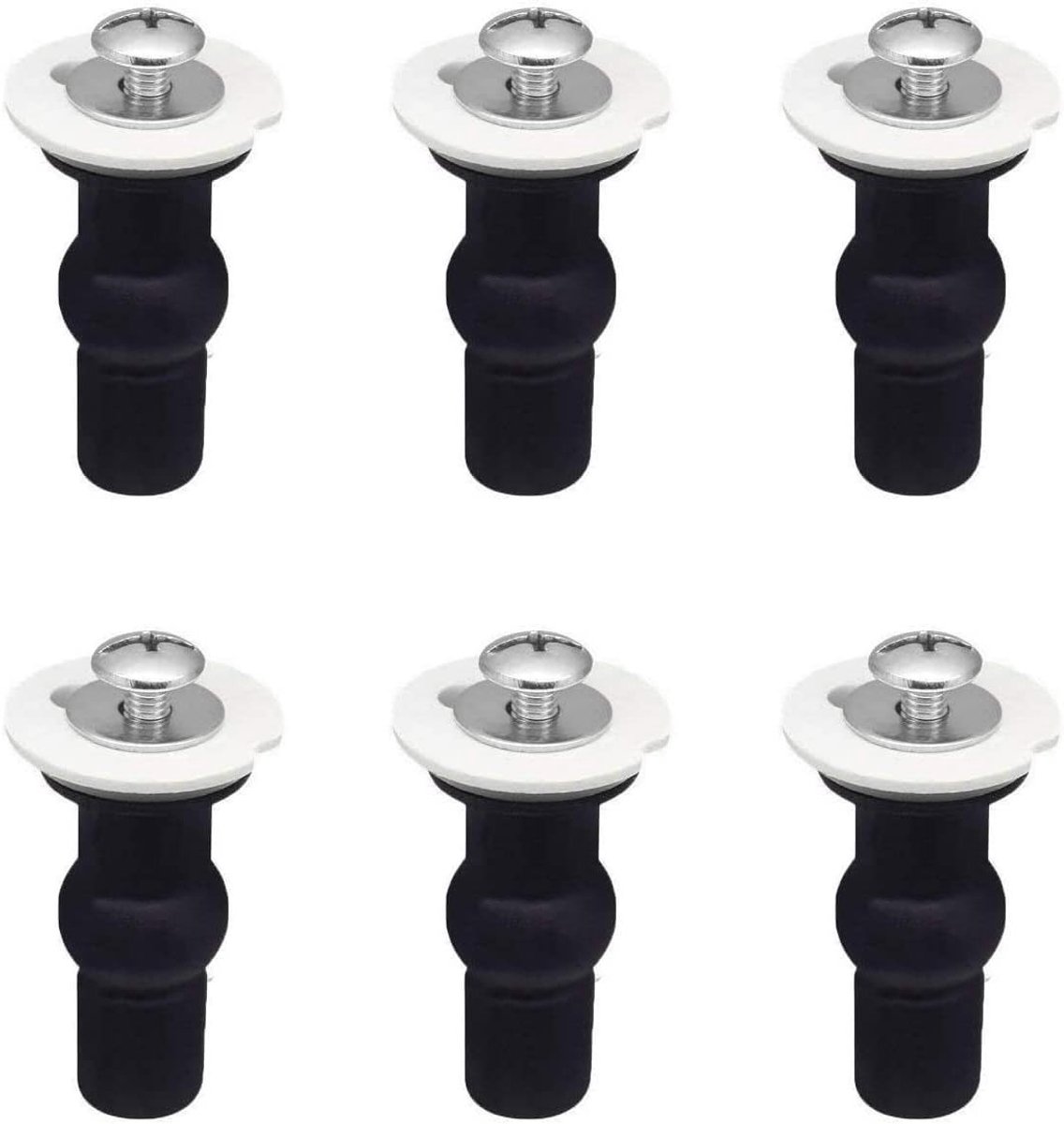 Set van 6 Universele Toiletbril Bevestigingsschroeven met RVS Scharnier en Rubber Accessoires voor Toiletzitting
