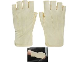 1-paar Vingerloze zomerhandschoenen -Zonwerende handschoenen voor autorijden - Dunne katoenen handschoenen met halve vingers - Ademend - UV-bescherming - Geschikt voor buitenactiviteiten zoals fietsen, autorijden in de zomer, enz. - Beige