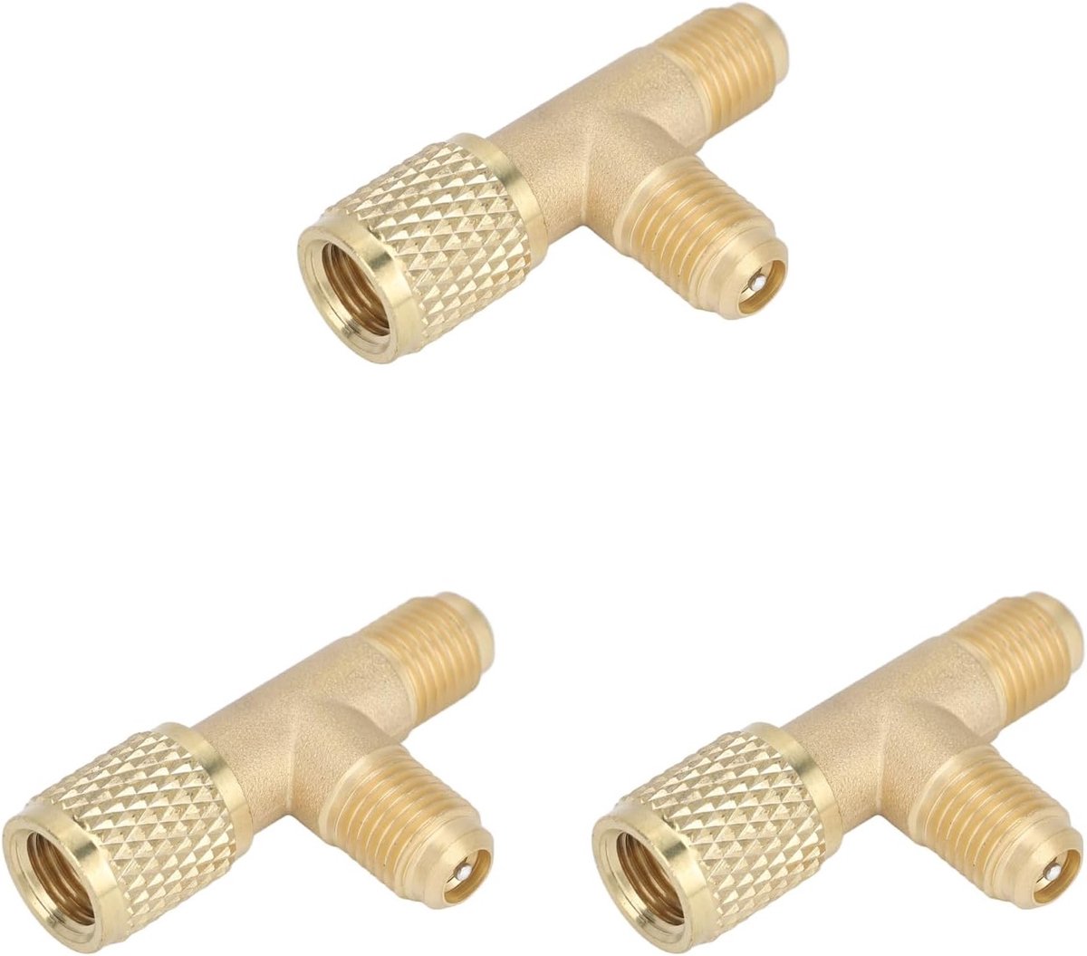 Koperen T-stuk Adapter voor Airconditioner, 3 Stuks, Geschikt voor R22 R12 R134, Manifold en Diepe Vacuümpomp Accessoires