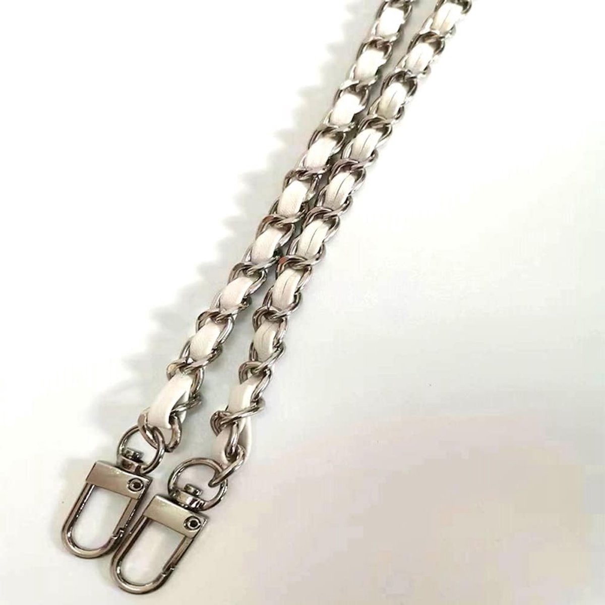 Schouderband van 120 cm met metalen ketting, vervangende accessoires voor handtassen, schoudertassen en portemonnees in zilverkleur