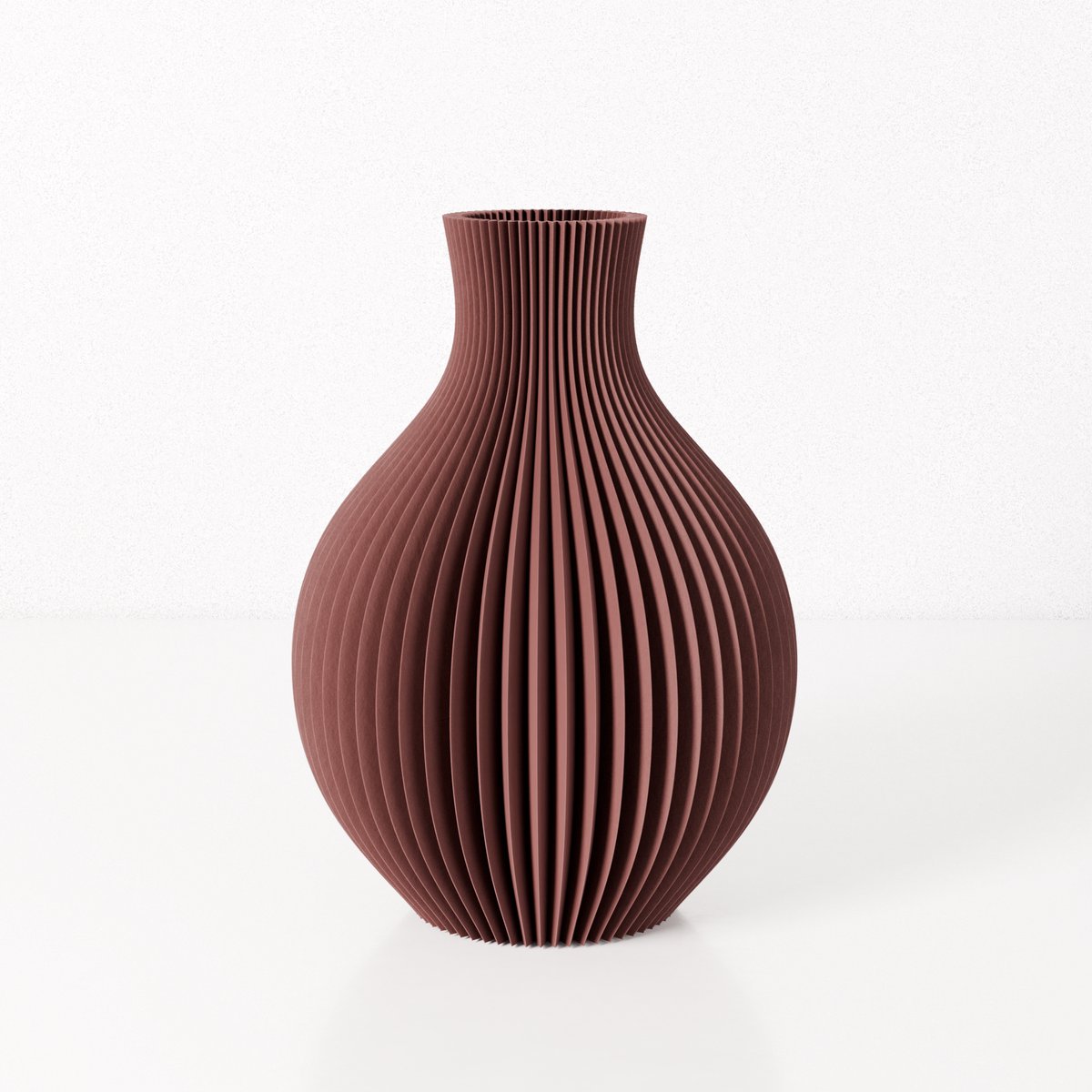 Fleuriek vaas ISABELLA - Rood H26 cm cm - Elegante bolvaas met geribbeld design - Luxe siervaas voor tafel, kast of dressoir