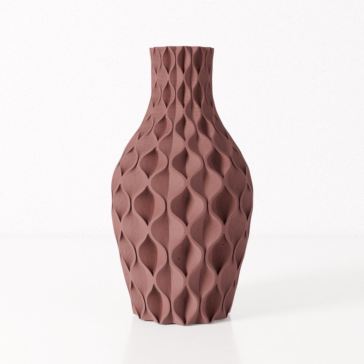 Fleuriek vaas VERA - Bordeaux rood H40 cm - Luxe designvaas voor tafel of dressoir - Reliëfpatroon