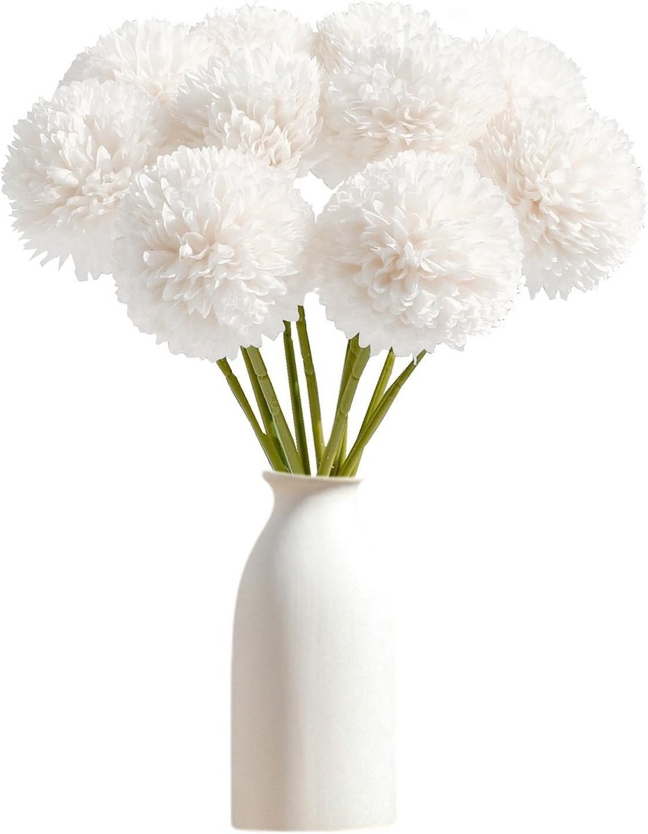 12 Stuks Kunstmatige Hortensia Bloemen, Perfect voor Bruidsboeketten, Thuisdecoratie en Tuinaccessoires (Wit)