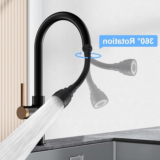 360° Draaibare Keuken Kraan Accessoire met Adapter, 3 Modi Waterstraal, Verlengstuk voor Badkamer en Keuken — afbeelding 3