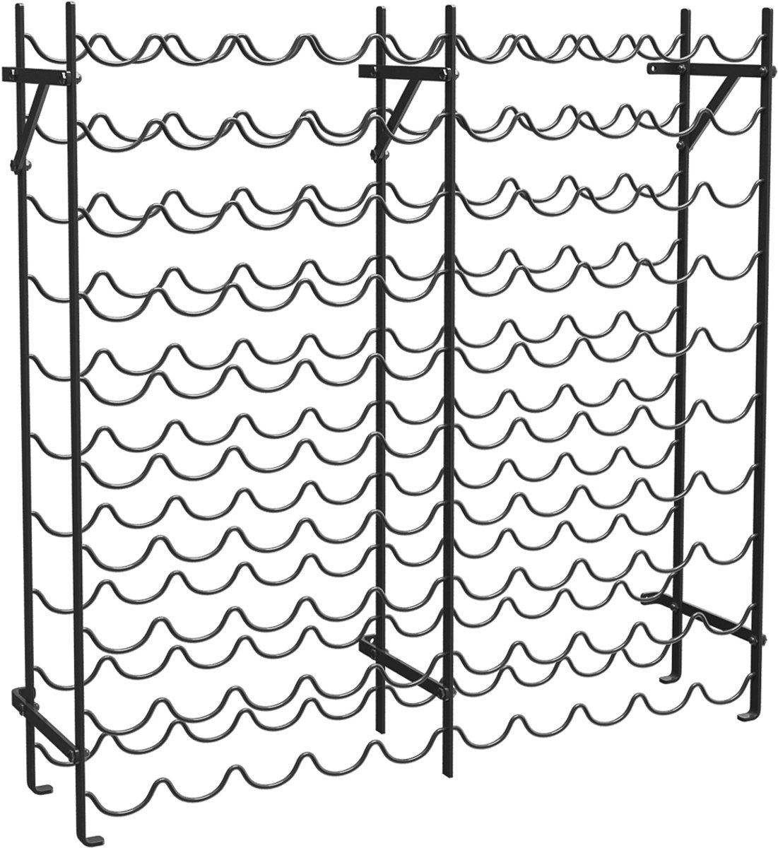 KOMFOTTEU Wijnrek voor 100 flessen, 98 x 25 x 100 cm, Stevig metalen wijnrek, 10-laags wijnrek, Ideaal voor keuken, eetkamer en bar