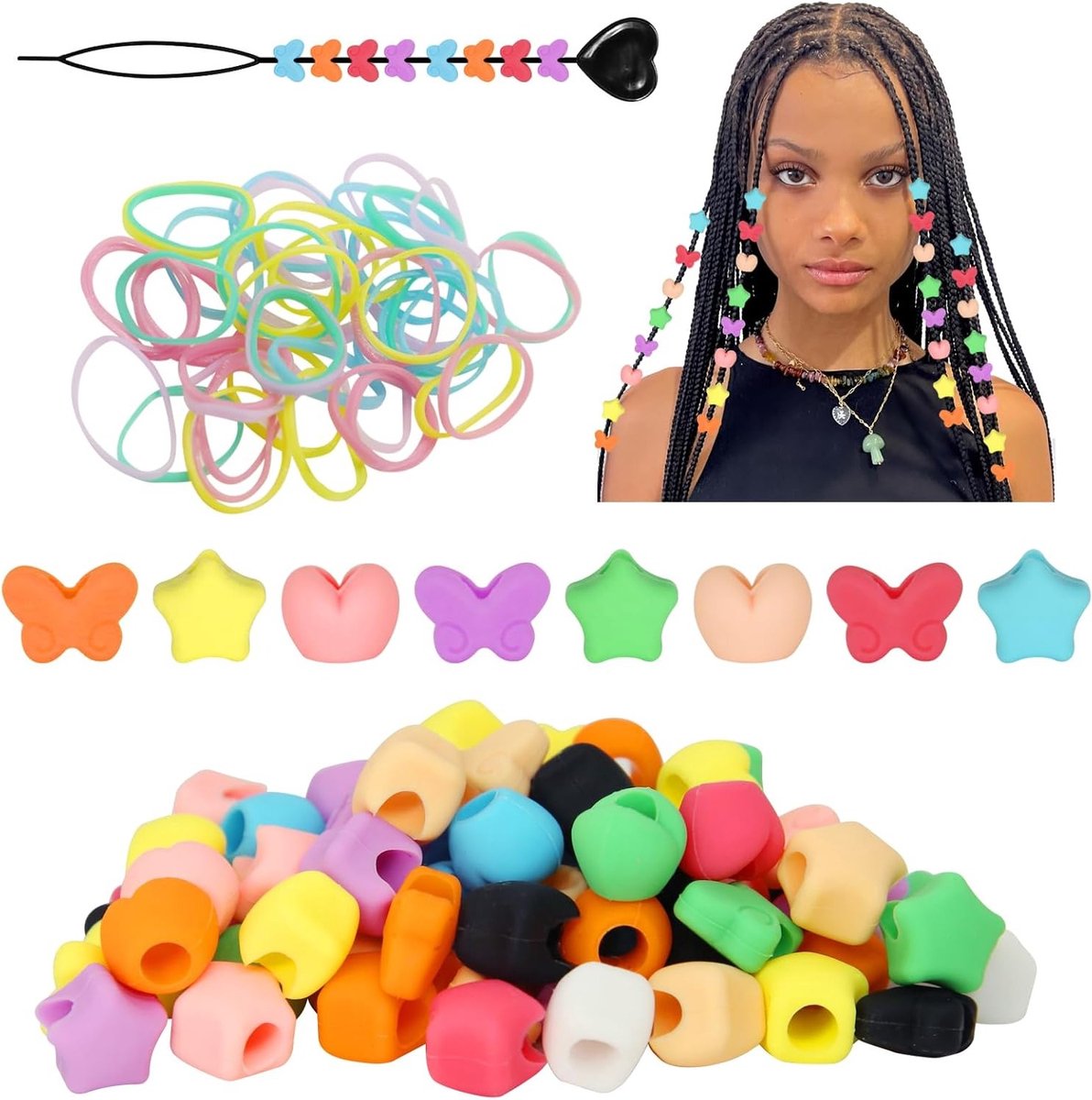 Kleurige Silicone Haarclips voor Vrouwen - 90 Stuks, Perfect voor Vlechten, Pony's en Creatieve Knutselprojecten
